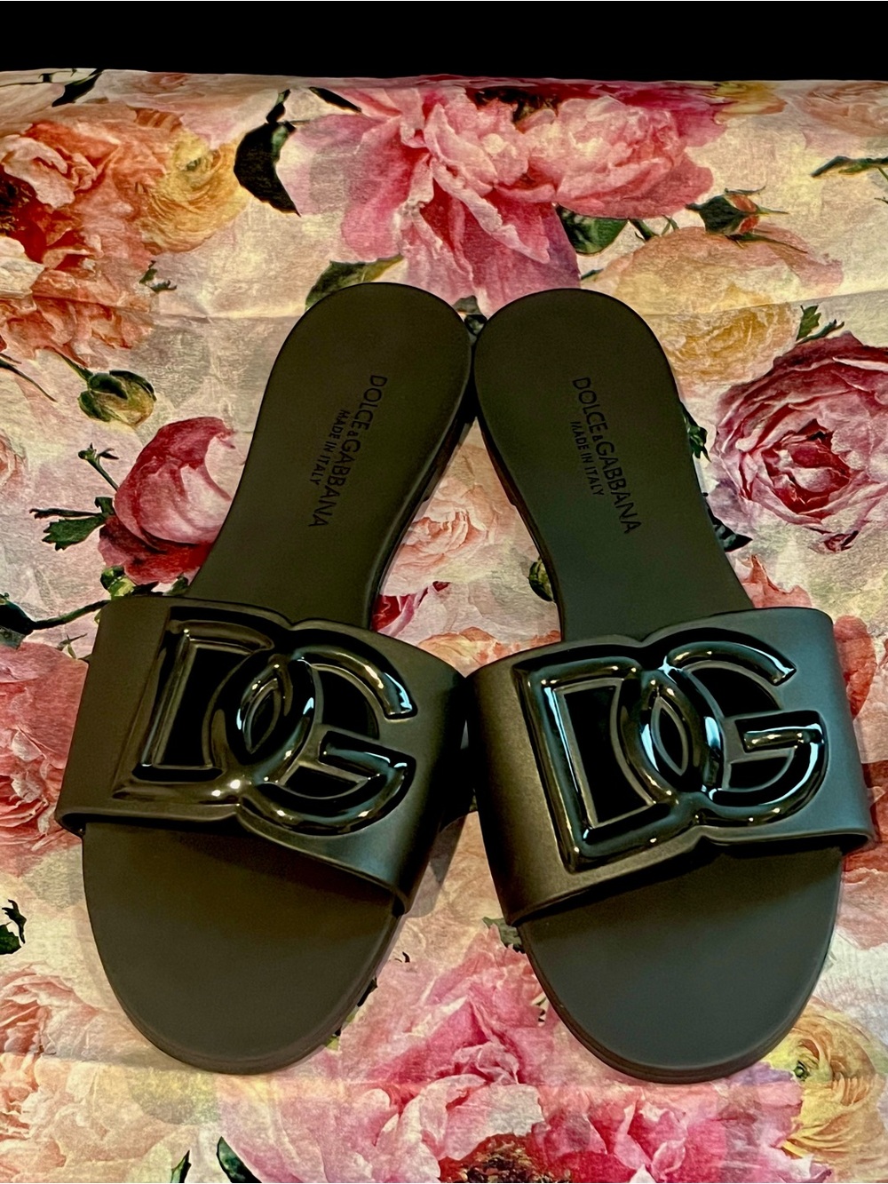 Dolce & Gabbana DG Rubber Beachwear Sliders Slides Sandals Black 39